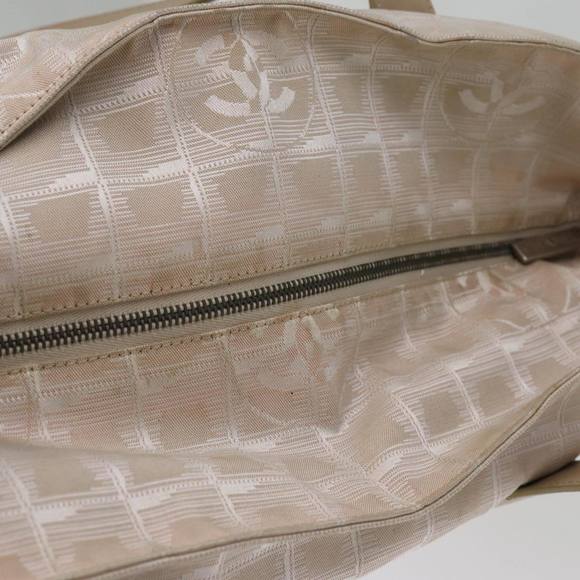 CHANEL New Travel Line Tote Bag Nylon Beige CC Auth th4946 - Picture 6 of 16